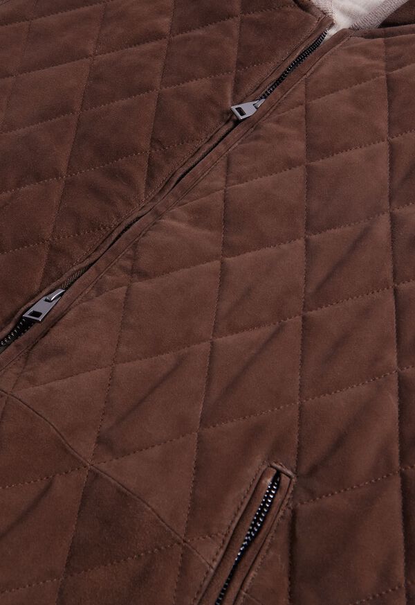 Paul Stuart Quilted Suede Vest Grey Brown | AU_PAUL84023