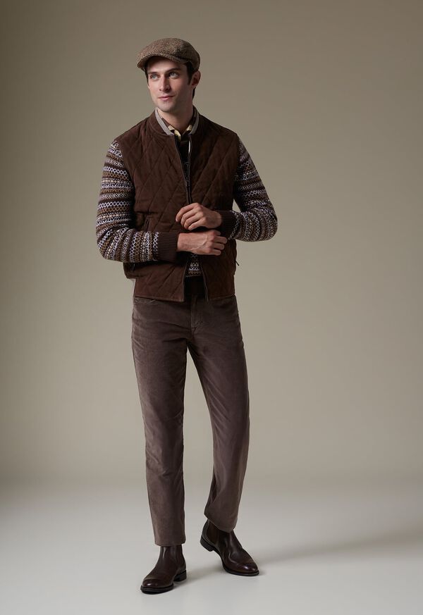 Paul Stuart Quilted Suede Vest Grey Brown | AU_PAUL84023