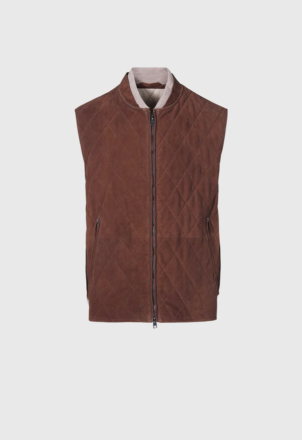 Paul Stuart Quilted Suede Vest Grey Brown | AU_PAUL84023