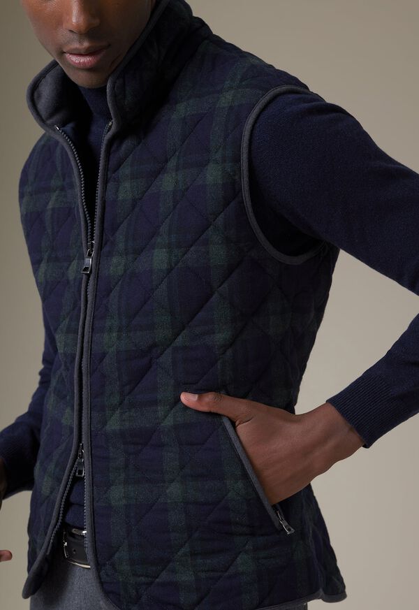 Paul Stuart Quilted Wool Plaid Navy / Green | AU_PAUL11893