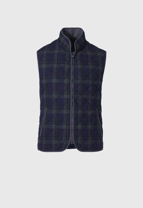 Paul Stuart Quilted Wool Plaid Navy / Green | AU_PAUL11893