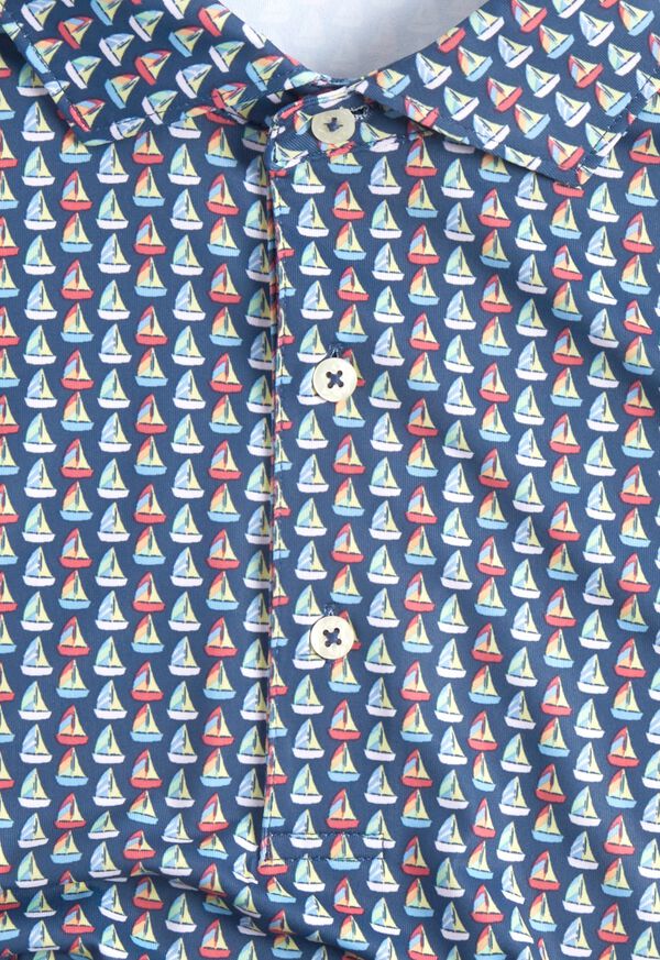 Paul Stuart Sailboat Print Performance Navy | AU_PAUL29616