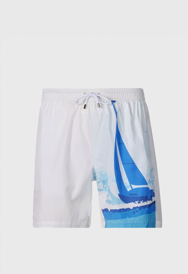 Paul Stuart Sailboat Swim Trunk White / Blue | AU_PAUL72085