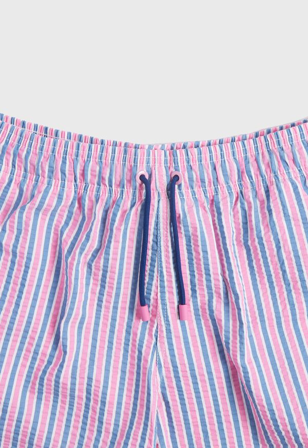 Paul Stuart Seersucker Swim Trunk Pink / Blue | AU_PAUL88779