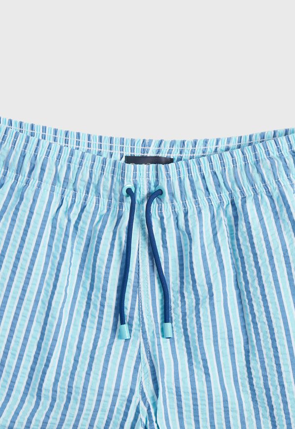 Paul Stuart Seersucker Swim Trunk Turquoise / Blue | AU_PAUL67232