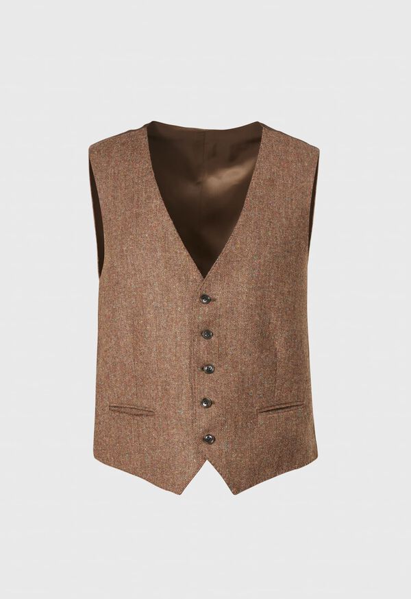 Paul Stuart Shetland Tweed Tailored Vest Brown | AU_PAUL29593