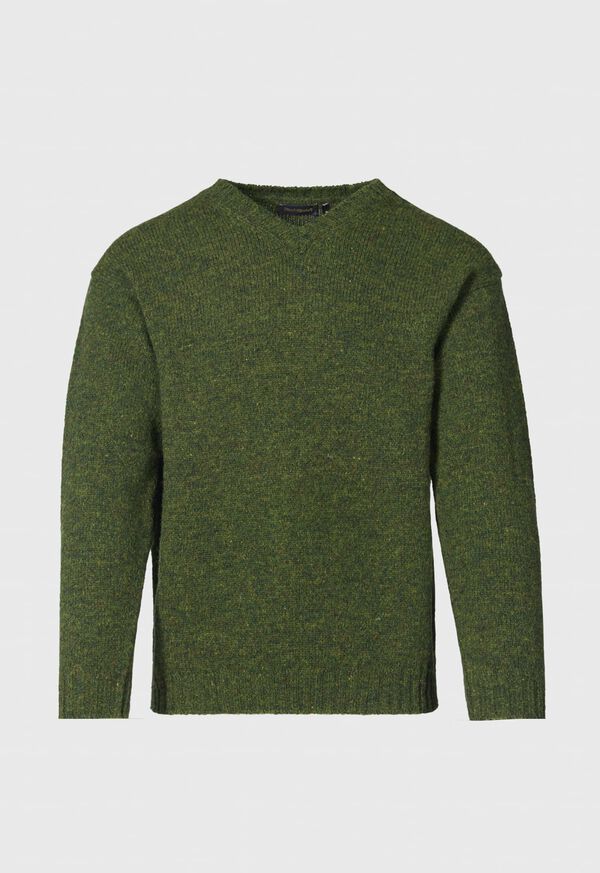 Paul Stuart Shetland Wool V-Neck Green | AU_PAUL38622