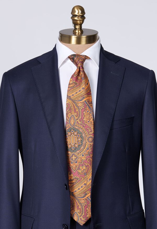 Paul Stuart Silk English Paisley Print Burgundy | AU_PAUL89981