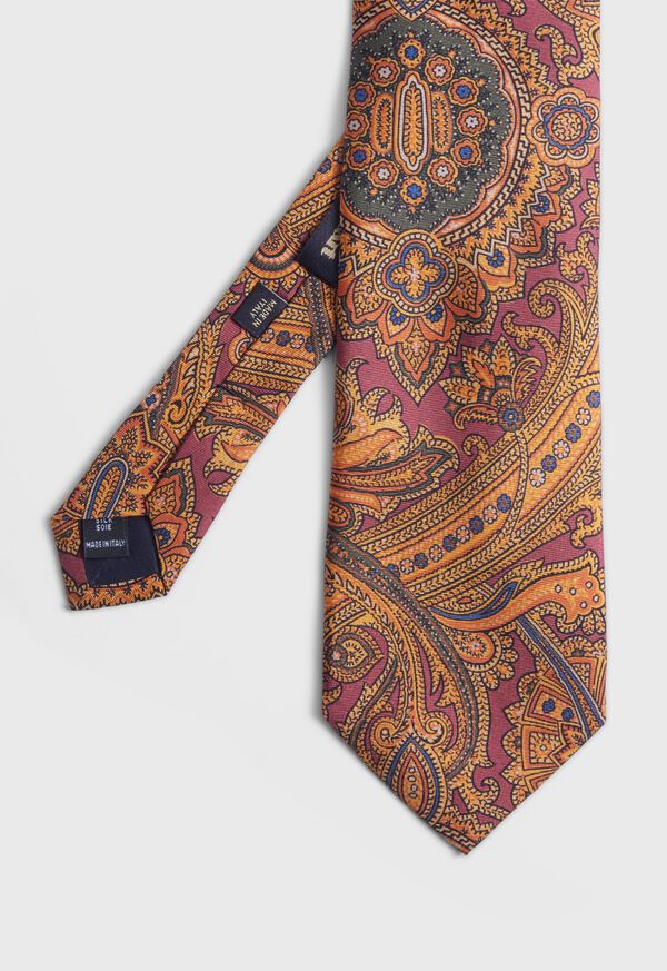 Paul Stuart Silk English Paisley Print Burgundy | AU_PAUL89981