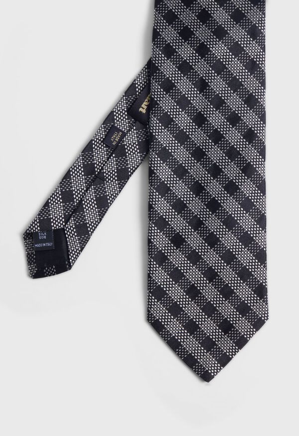 Paul Stuart Silk Jacquard Check Black | AU_PAUL83065