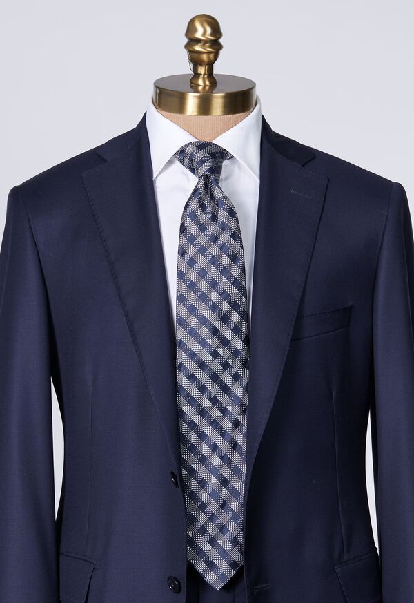 Paul Stuart Silk Jacquard Check Navy | AU_PAUL15348