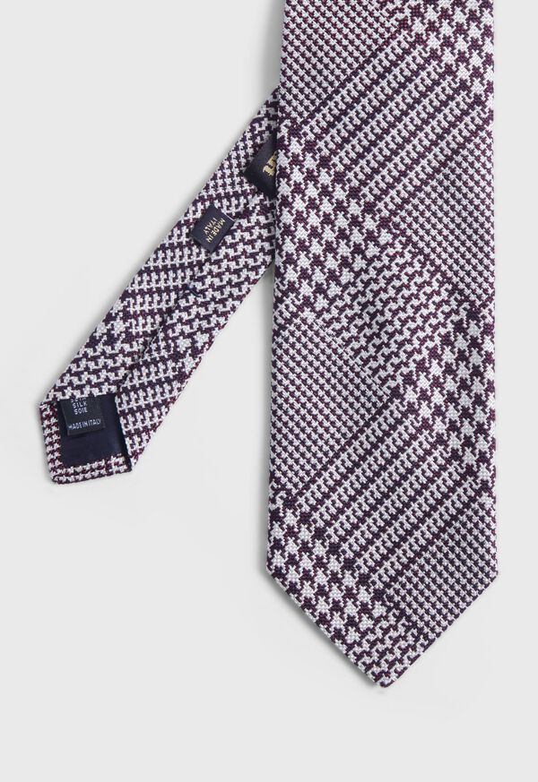 Paul Stuart Silk Jacquard Plaid Burgundy | AU_PAUL75547