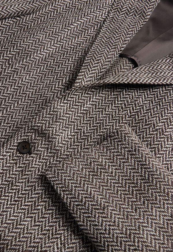 Paul Stuart Silk Linen Herringbone Brown | AU_PAUL98358