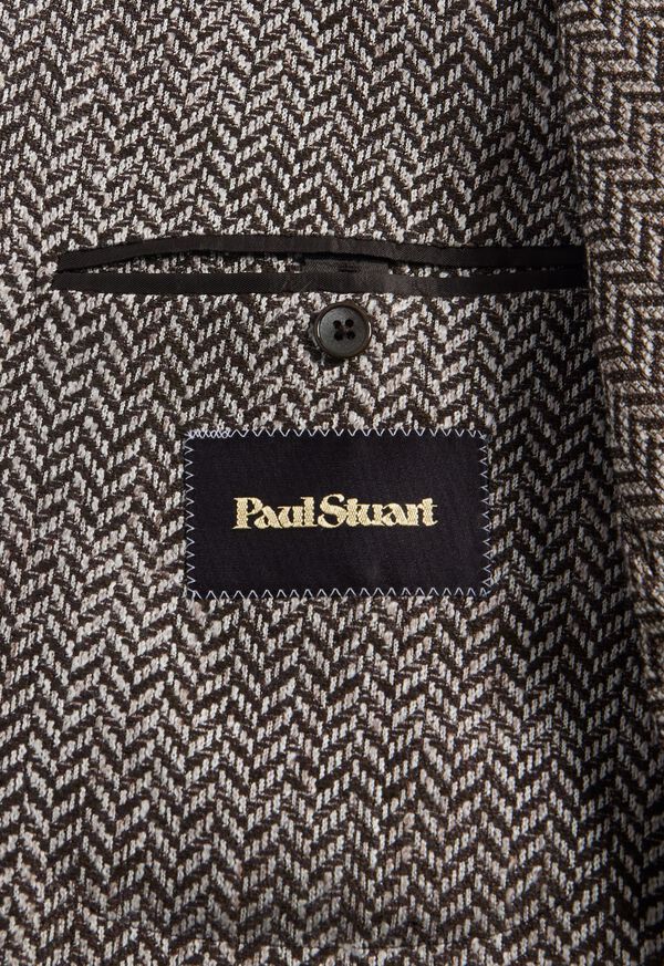 Paul Stuart Silk Linen Herringbone Brown | AU_PAUL98358