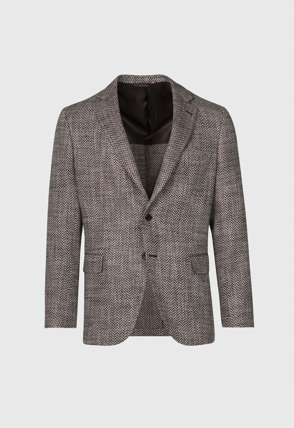 Paul Stuart Silk Linen Herringbone Brown | AU_PAUL98358