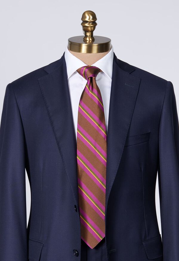 Paul Stuart Silk Mogador Stripe Brown | AU_PAUL26893