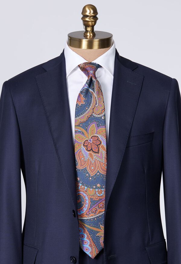 Paul Stuart Silk Paisley Print Navy | AU_PAUL41841