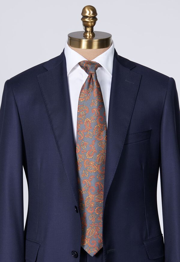 Paul Stuart Silk Paisley Print Navy | AU_PAUL41841