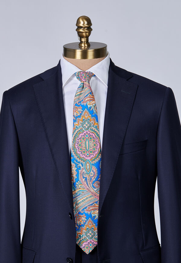 Paul Stuart Silk Twill Paisley Print Indigo | AU_PAUL66375