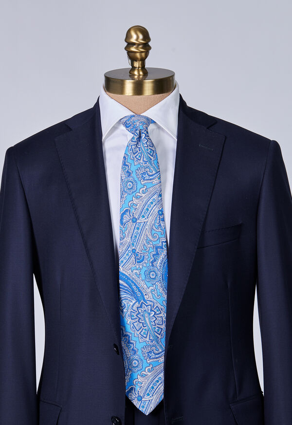 Paul Stuart Silk Twill Paisley Print Light Blue | AU_PAUL44515