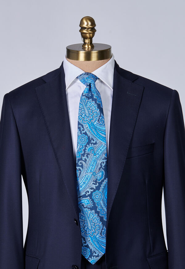 Paul Stuart Silk Twill Paisley Print Royal Blue | AU_PAUL81579