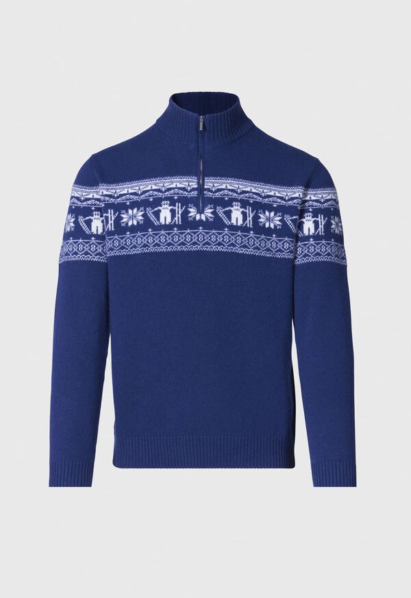 Paul Stuart Ski Motif Quarter Zip Navy | AU_PAUL83024