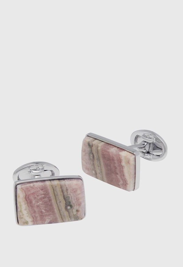 Paul Stuart Square Honey Rhodocrosite & Sterling Silver Cufflinks Orange | AU_PAUL21197