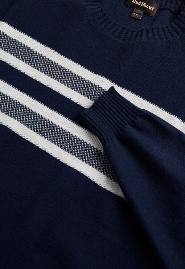 Paul Stuart Stripe Crewneck Navy | AU_PAUL86779