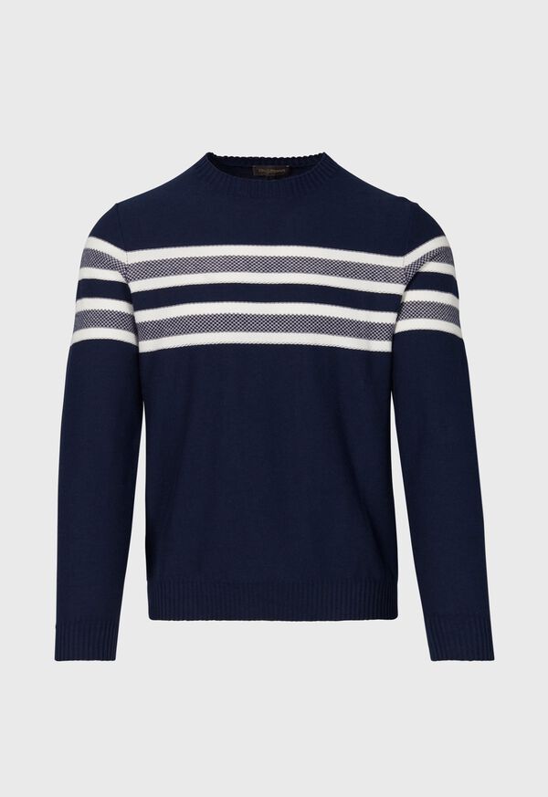 Paul Stuart Stripe Crewneck Navy | AU_PAUL86779