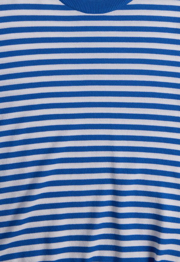 Paul Stuart Stripe Knit Short Sleeve Crewneck Blue / White | AU_PAUL84699