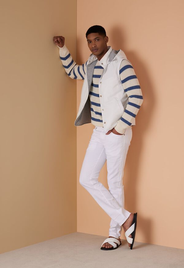 Paul Stuart Striped Cotton Crewneck Blue / Cream | AU_PAUL34670