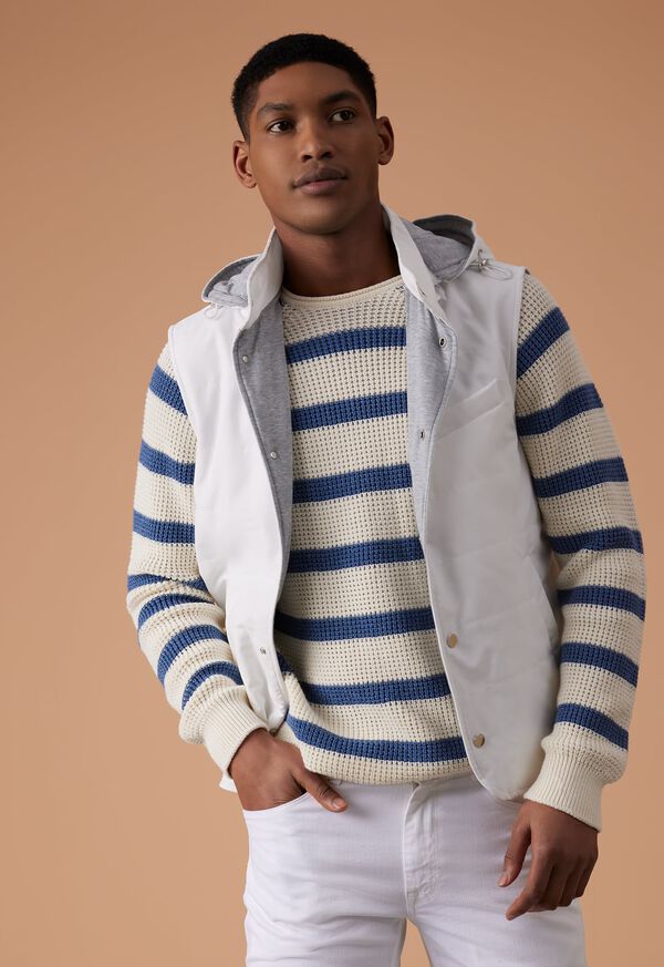 Paul Stuart Striped Cotton Crewneck Blue / Cream | AU_PAUL34670