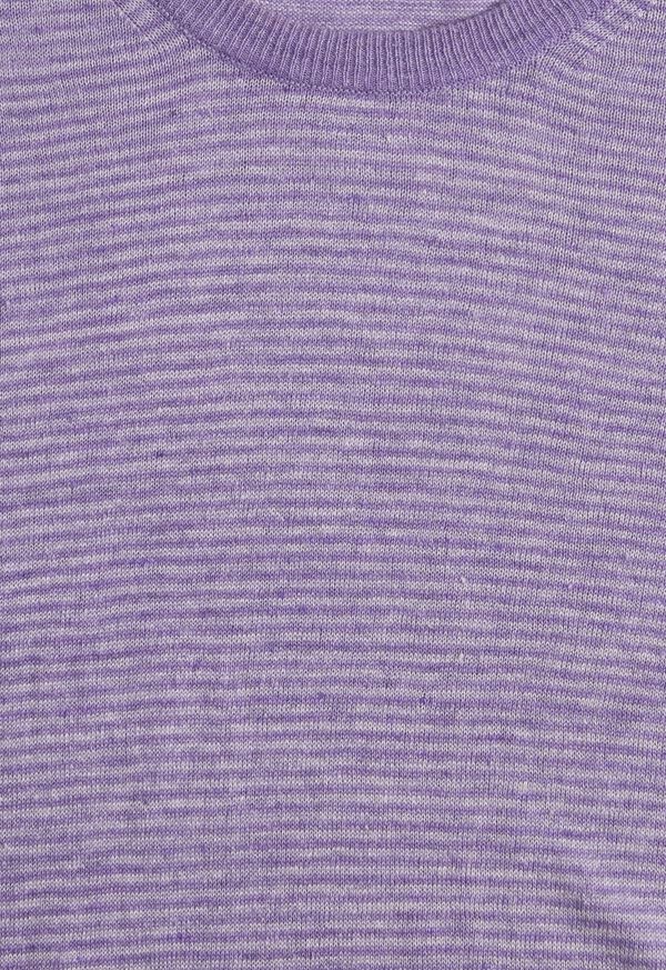 Paul Stuart Striped Short Sleeve Linen Crewneck Lavender | AU_PAUL68108