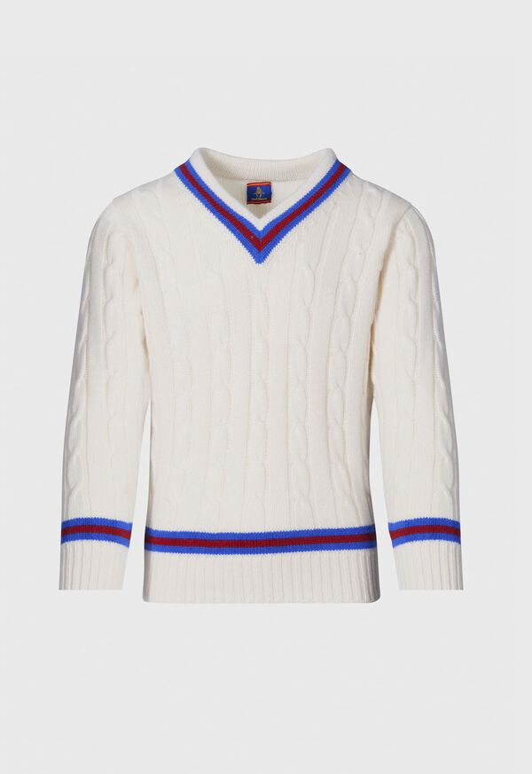 Paul Stuart Striped V-Neck Tennis White | AU_PAUL87027