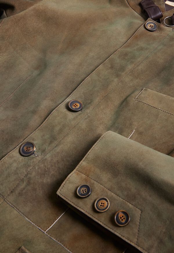 Paul Stuart Suede Raw Edge Jacket Olive | AU_PAUL91896