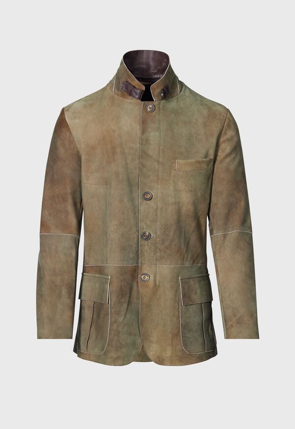 Paul Stuart Suede Raw Edge Jacket Olive | AU_PAUL91896