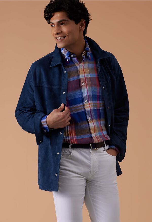 Paul Stuart Suede Shirt Jacket Blue | AU_PAUL81333