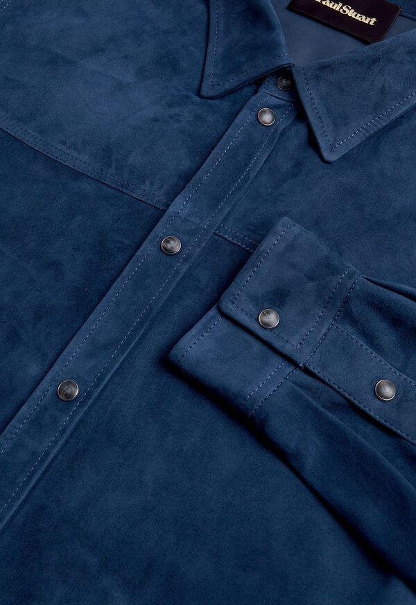 Paul Stuart Suede Shirt Jacket Blue | AU_PAUL81333