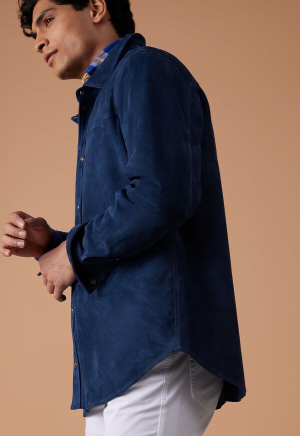 Paul Stuart Suede Shirt Jacket Blue | AU_PAUL81333