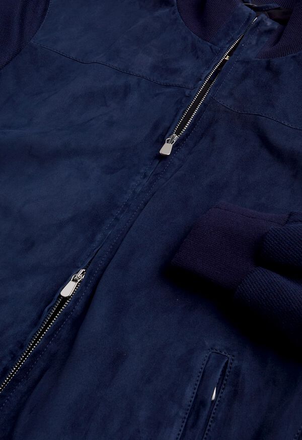 Paul Stuart Suede and Jersey Bomber Jacket Blue | AU_PAUL20721