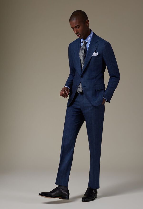 Paul Stuart Super 120s Wool Stripe Suit Blue | AU_PAUL42801