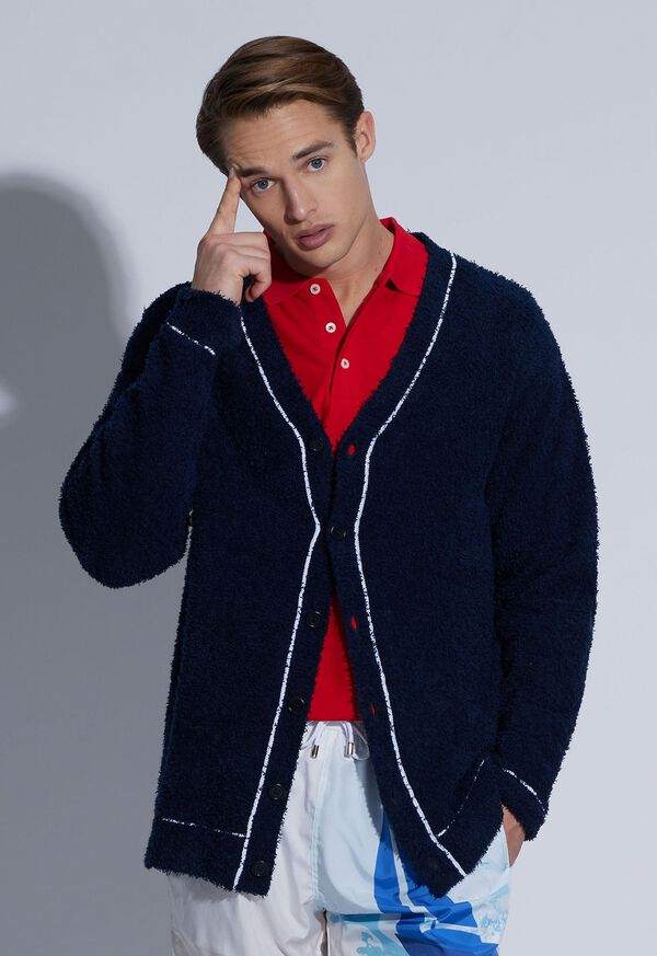 Paul Stuart Terry Cloth Cardigan Navy | AU_PAUL19493