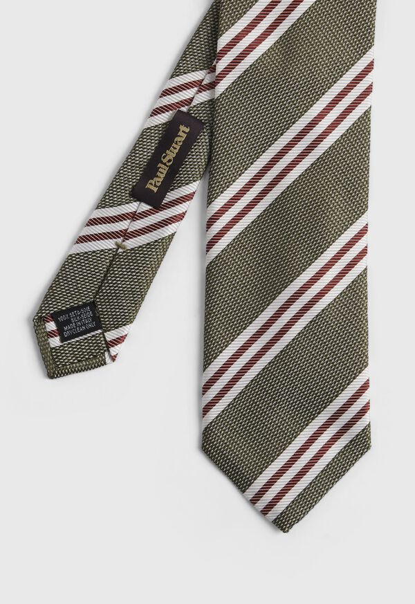 Paul Stuart Wide Textured Stripe Olive | AU_PAUL58194