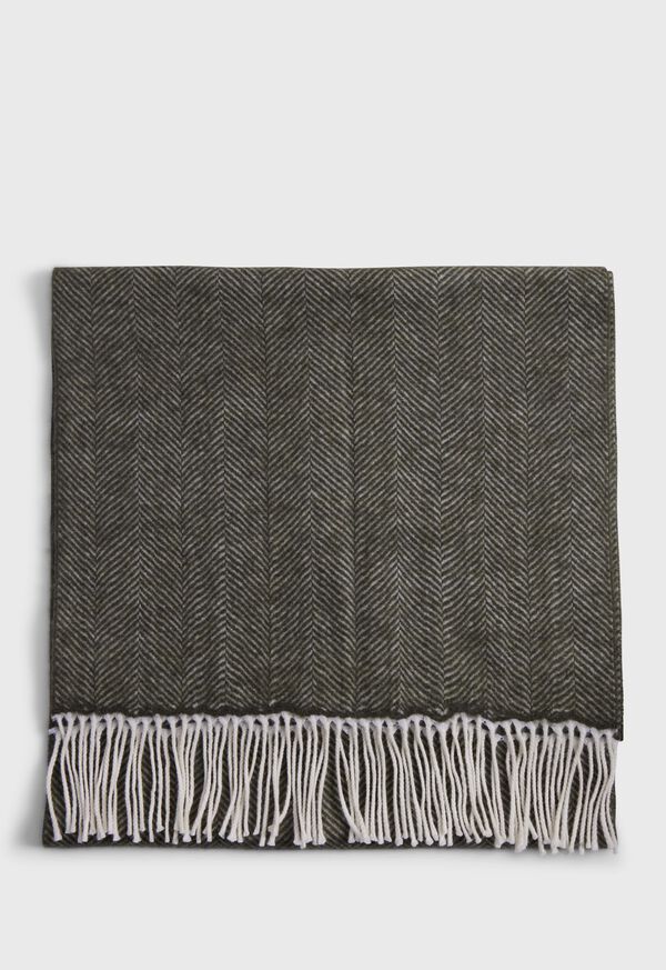 Paul Stuart Wool Chevron Scarf Olive | AU_PAUL90246