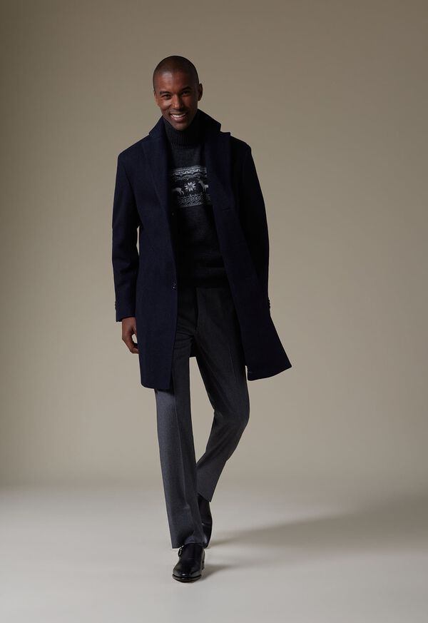 Paul Stuart Wool Herringbone Coat Navy | AU_PAUL46659