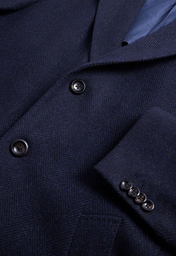 Paul Stuart Wool Herringbone Coat Navy | AU_PAUL46659