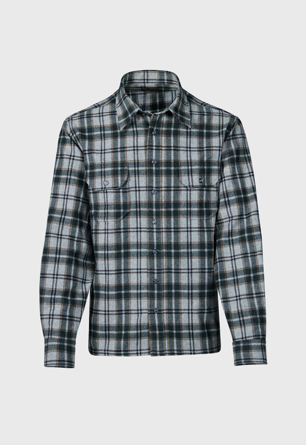 Paul Stuart Wool Plaid Overshirt Grey | AU_PAUL46252