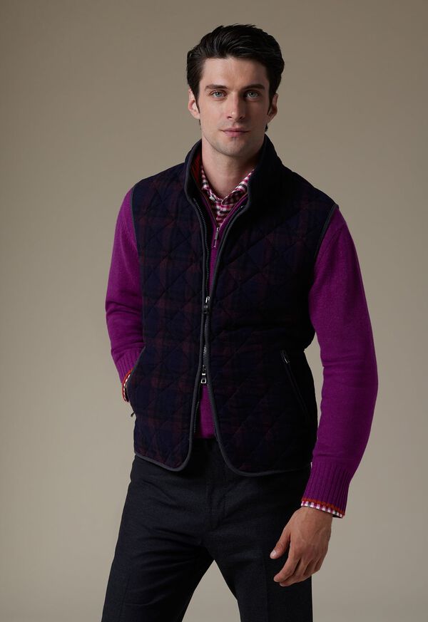 Paul Stuart Wool Plaid Quilted Navy / Burgundy | AU_PAUL96701