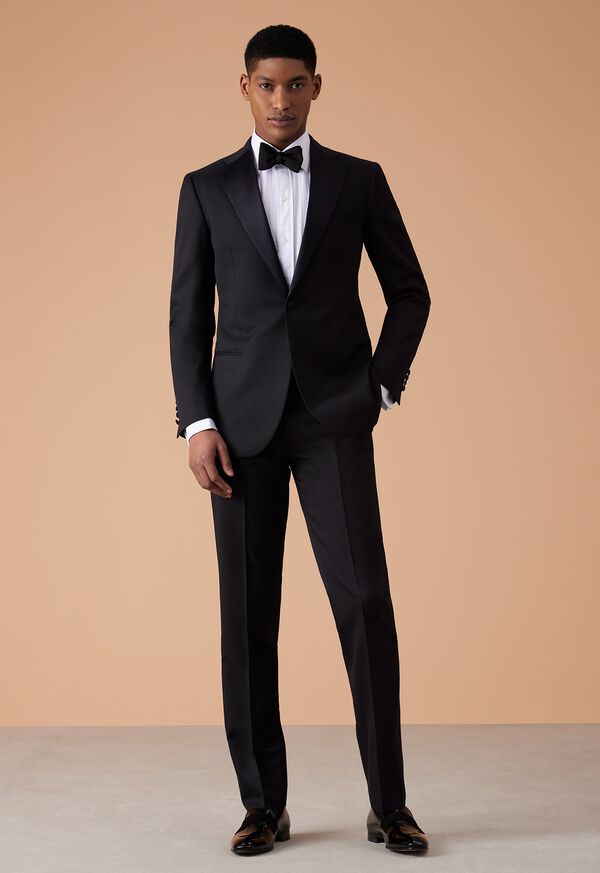 Paul Stuart Wool Tuxedo with Satin Notch Lapel Black | AU_PAUL83590