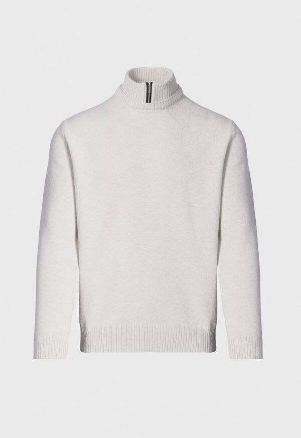 Paul Stuart Wool & Cashmere Mock Neck Zip Cream | AU_PAUL77397